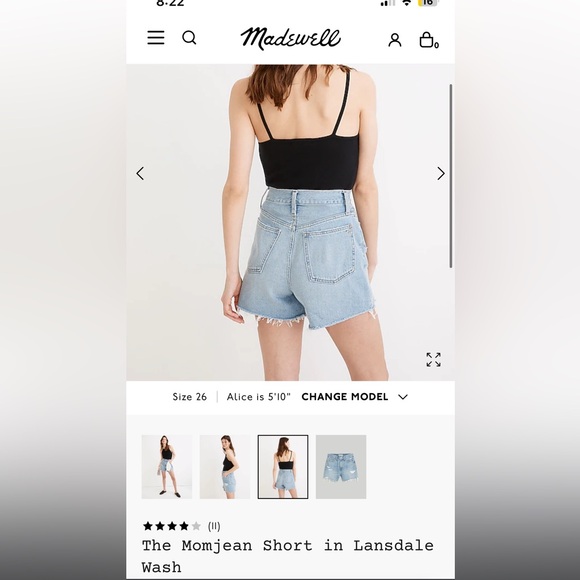 Madewell Sz 25 Momjean Denim Shorts - Picture 2 of 8